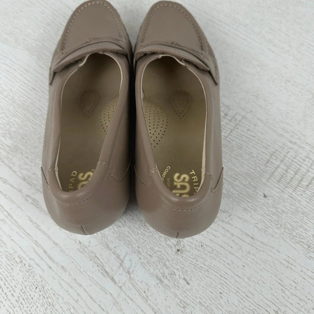 SAS Tripad Comfort Easier Womens 9 N Taupe Leather Wedge‎ Loafers Slip On Shoes